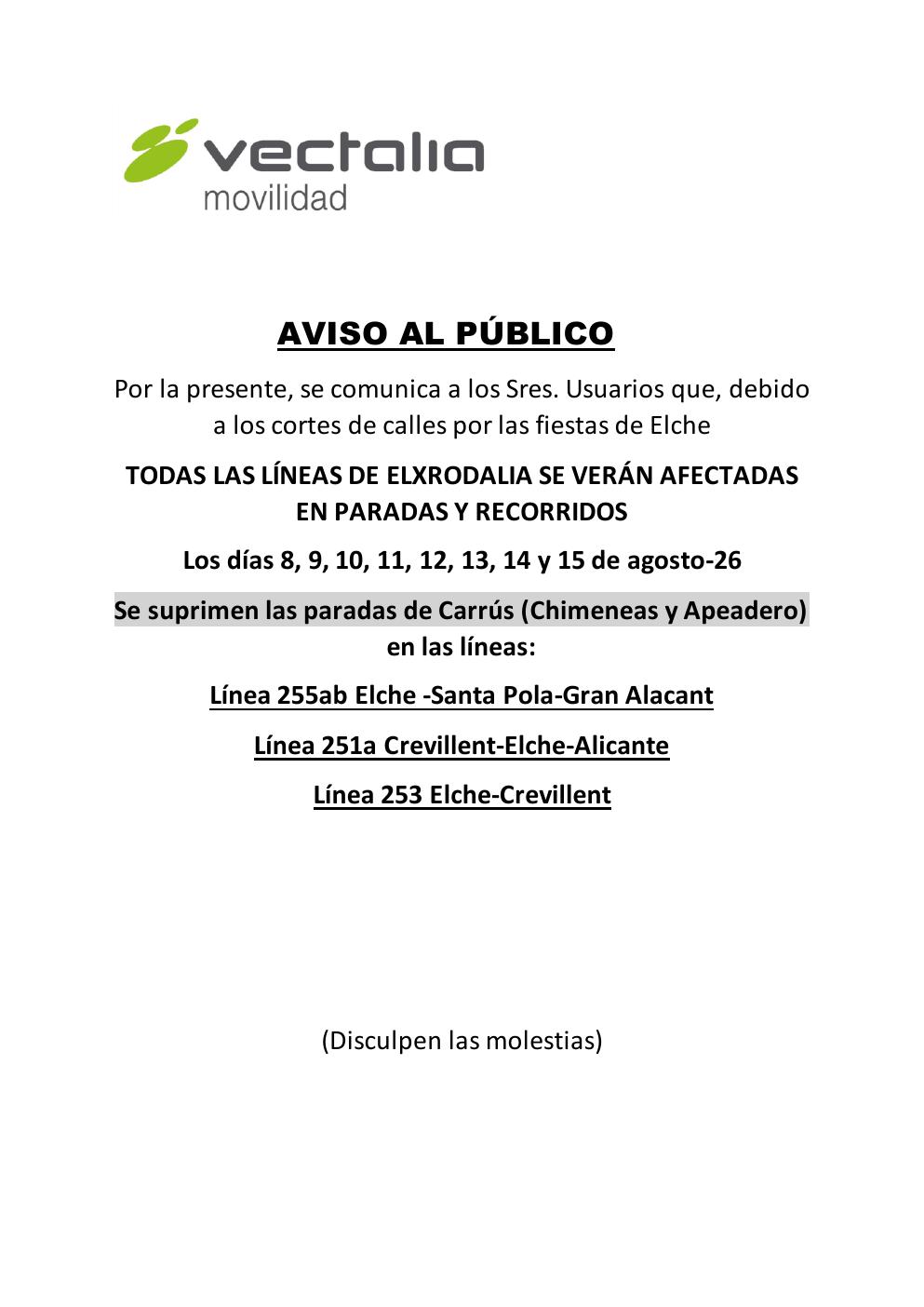 LINEA 251A, ALICANTE-ELCHE-CREVILLENTE